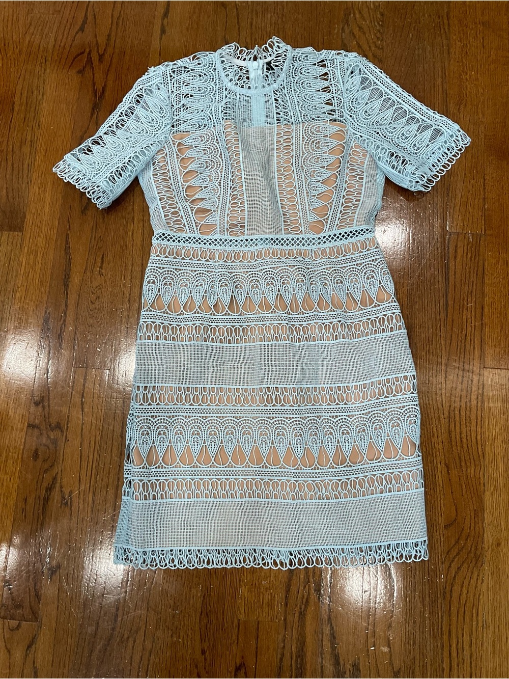 FABULOUS BARDOT POWDER BLUE SKY LACE DRESS